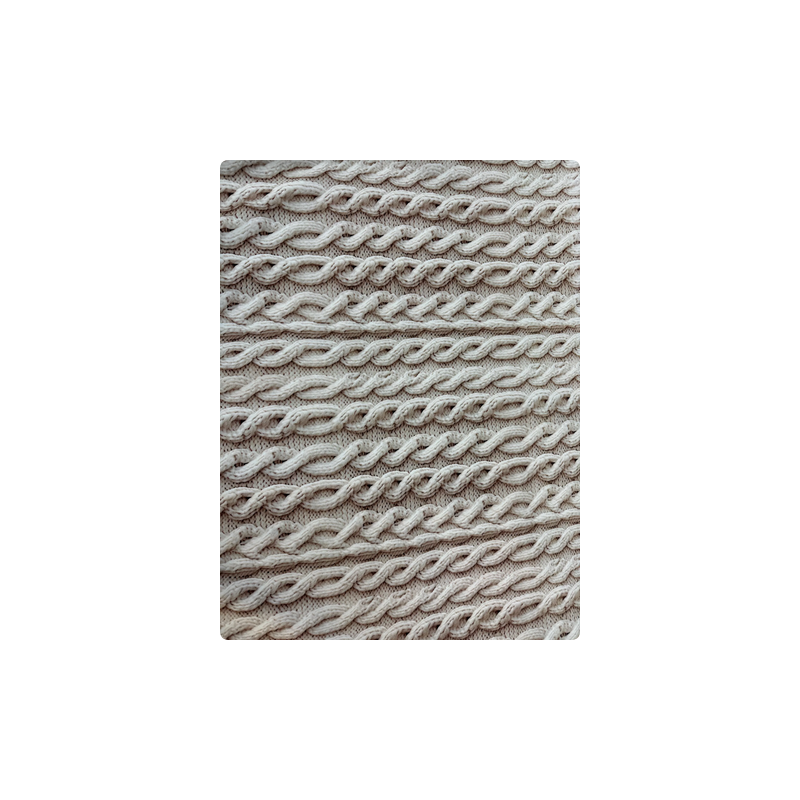 French Terry Sommersweat Zopfstrick Muster 145 cm – Strickoptik Beige – 240 g/m² – Eigenproduktion