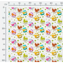 French Terry Sommersweat Ostereier Muster 145 cm – Oster Motiv Bunt – 240 g/m² – Eigenproduktion