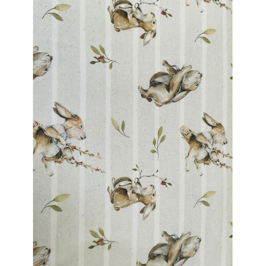 French Terry Sommersweat Hasen Muster 145 cm – Oster Hasen Design Beige – 240 g/m² – Eigenproduktion