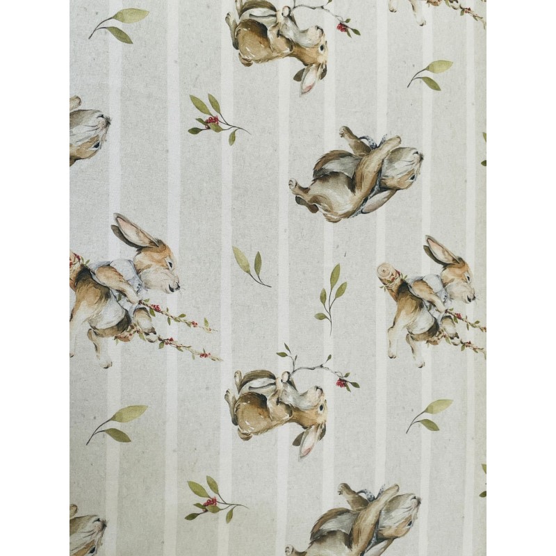 French Terry Sommersweat Hasen Muster 145 cm – Oster Hasen Design Beige – 240 g/m² – Eigenproduktion