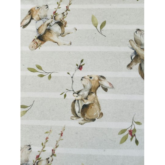 French Terry Sommersweat Hasen Muster 145 cm – Oster Hasen Design Beige – 240 g/m² – Eigenproduktion