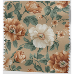 Baumwolle Webware Blumen Stoff Meterware 160 cm –Vintage Floral Garten Muster Beige Grün – 130 g/m² – Deko & Kleidung