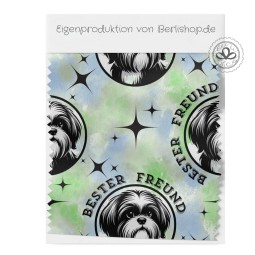 French Terry Sommersweat Shih Tzu  Stoff 145 cm – Regenbogen bester freund Motiv – 240 g/m² – Eigenproduktion