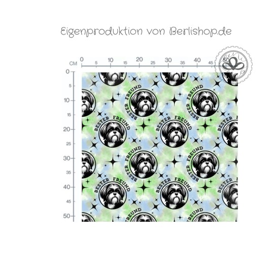 French Terry Sommersweat Malteser Stoff 145 cm – Regenbogen Love Hunde Motiv – 240 g/m² – Eigenproduktion