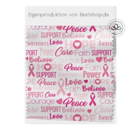 Baumwoll Satin Stoff Awareness 160 cm  – Pink Ribbon Hope Love Support Rosa – 130 g/m² – Eigenproduktion