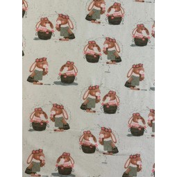 French Terry Sommersweat Hasen Muster 145 cm – Osterhasen Blumen Design Beige – 240 g/m² – Eigenproduktion