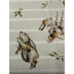 French Terry Sommersweat Hasen Muster 145 cm – Oster Hasen Design Beige – 240 g/m² – Eigenproduktion