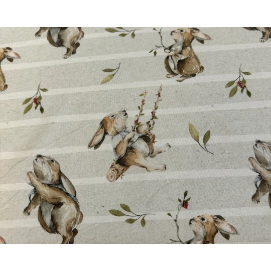 French Terry Sommersweat Hasen Muster 145 cm – Oster Hasen Design Beige – 240 g/m² – Eigenproduktion
