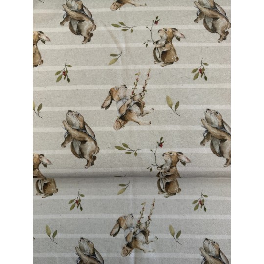 French Terry Sommersweat Hasen Muster 145 cm – Oster Hasen Design Beige – 240 g/m² – Eigenproduktion