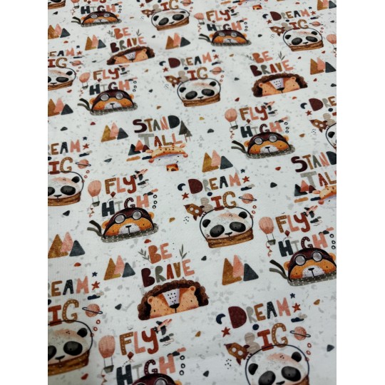 Baumwolle Canvas Panda Stoff 160 cm – Kinder Motiv Dream Fly High – 153 g/m² – Eigenproduktion
