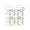 Pre - Order Husky Hunde XOXO mit Herzen Beige/Grau - Stoffdesign von Berlishop - 10 Stoffe zu Auswahl – Meterware