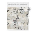 Pre - Order Husky Hunde XOXO mit Herzen Beige/Grau - Stoffdesign von Berlishop - 10 Stoffe zu Auswahl – Meterware