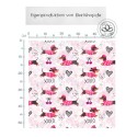 Baumwolle Canvas Dackel Stoff – XOXO Rosa Herzen Muster – 153 g/m² – Meterware 160 cm – Eigenproduktion