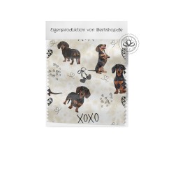Baumwolle Canvas XOXO Dackel Hunde Muster Beige Schwarz Braun – 153 g/m² – Meterware 160 cm – Eigenproduktion